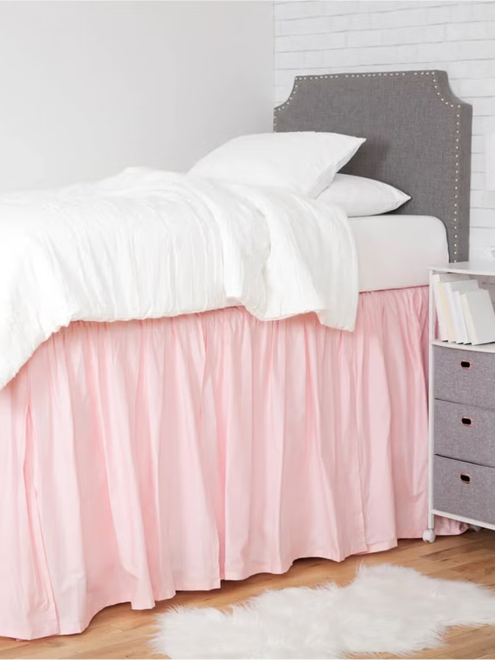 Dormify Classic Pink Ruffled Bed Skirt Twin XL